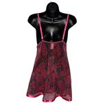 Floral Embroidered Sequin Pink and‎ Black Lace Nightgown Chemise Lingerie Size L Photo 1