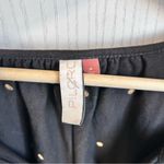 Anthropologie  Pilcro Shirt Women Medium Black Tan Embroidered Boho Cottage Puffy Photo 2