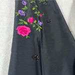 Yves Cossette Depeche Mode Silk Floral Embroidered‎ Beaded High Rise Crop Pant Black Size 10 Photo 5