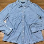 Tommy Hilfiger Size L Blue Chambray White Fleck Long-Sleeve Button-Up Top Photo 0