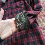 Mystree  RED & BLACK BUFFALO CHECK VELVET PAISLEY INSERT FLANNEL BUTTON DOWN Photo 3