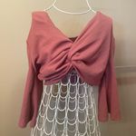 Charlotte Russe  V-Neck Front Twist Cropped, Mid Sleeve Top Photo 0