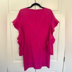 Badgley Mischka  Belle Pink Ruffle Bell Sleeves V-Neck Cocktail Dress Size 2 Photo 5