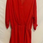 ZARA  Basic Red 3/4 Sleeve Faux Wrap Lined Mini Dress‎ Size Medium Photo 0