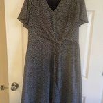 Lauren Ralph Lauren Blue & Brown Leaves Tie Front Back Zip Midi Dress 14 Photo 1