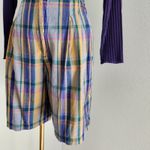 American Vintage Vintage GAP 90s High Waisted Plaid Pleated Shorts Muted Yellow Green Blue 2 Photo 2