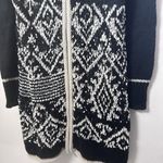 Venus Duster Womens Sweater Black Zip Aztec Western Icelandic Hood Chunky XL Photo 5
