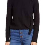 Madewell NWOT Elwood Black Ribbed Knit Knot-Front Long Sleeve Top Size Medium Photo 2