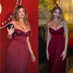 House Of CB ‎ XS D-DD  'Marcella' Berry pleated georgette maxi dress NWOT Photo 2