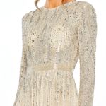 Mac Duggal  5923  Womens Cream Silver High Neck Long Sleeve A Line Mini Dress Photo 2