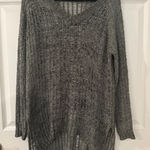 Sen Open Knit Sweater Gray V Neck Oversized Long Sleeve Asym Hem Size Wabi Sabi Photo 0