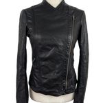 Lucky Brand  Black Soft Lamb Leather Moto Biker Asymmetrical Zip Jacket Size XS Photo 3