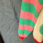 Gold & Silver: Pink & Green Crew Neck Floral Design Sweater Photo 5