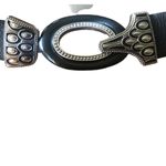 Chico's Chico’s Statement Silver Black Metal Buckle Adjustable Black Leather Belt M/L Photo 1