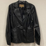 Marcelle Renee Jacket Womens Medium Black Faux Leather Blazer Vegan Lined Photo 0
