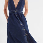 Urban Outfitters Danny Plunging Button Down Denim Overall Dress, EUC, Size XL Photo 0