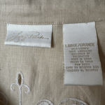 Linen Tan‎ Natural 3/4 Sleeve Lucy Pirada Button Up Shirt Butterfly Cutout Large Tan Photo 5