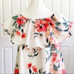 Adrienne Dress Tropical Floral On Off Shoulder Ruffle Neckline Sleeveless Small Photo 3