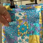 Vintage Gepetto Patchwork Floral Palm Tree Print Cropped Pants S Blue Photo 5