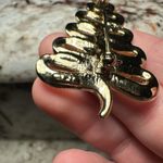 Signed AJC Christmas Tree Pin Brooch Gold Tone Photo 4