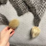 Simply Noelle  Grey & White Soft Popcorn Knitted Pom Pom Poncho One Size EUC Photo 1