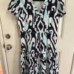 Jude Connally Beth Grand Ikat Navy Dress Size Large Blue Photo 0