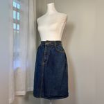 Vintage ‘90s Gitano Dark Denim 100% Cotton Contrast Stitch Knee Length Skirt Blue Photo 3