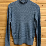 Sundance Size Medium Frances Ruffle Turtleneck Sweater Blue Photo 0