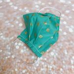 Turquoise Gold Metallic Strawberries Premium Cotton Face Mask Multiple Photo 1