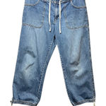 Old Navy Vintage 90s  Blue Jeans Cropped Capri Drawstring Waist Pockets Size‎ 12 Photo 0