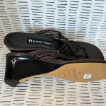 Etienne Aigner  Catskill brown leather wedge sandal‎ macrame size 7.5 Photo 6