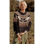 Free People Fair Isle Oversized Nellie Crewneck Sweater Winter Preppy Medium Photo 8