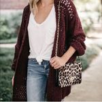 Free People ✨ Saturday Morning Knit Oversized Maroon Cardigan Cardi Sweater✨ Photo 2