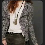 Free People Moto Side Asymmetrical Zip Size Medium Marbled Cardigan Sweater Boho Photo 1