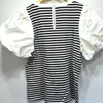 Mittoshop NEW Black & White Striped 100% Cotton Balloon Bubble Sleeve Top Size L Photo 8