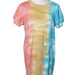 Ultra Flirt  Pocketed Tie Dye Puff Short Sleeve Crew Neck Mini Sweatshirt Dress Photo 1