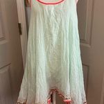 Free People Ariel sea foam green cotton minidress with orange gold trim. Size S. Photo 0