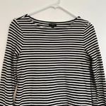 Talbots Bateau Neck Striped Tunic Black White Long Sleeve Cotton PETITE Small PS Photo 3