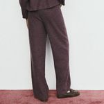 ZARA  NWT burgundy soft elastic waistband straight leg knit casual pants Photo 3