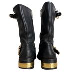 Vince Camuto  Winchell Black Gold Buckle Belted Hardware Biker Moto Boot Size 8 Photo 2