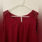 blouses for women color red size L 3/4 sleeve round neck with lace Size L Photo 1