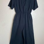 Vetta The Wrap Jumpsuit Linen Tencel Size Medium Black Reversible Wide Leg Crop Photo 1