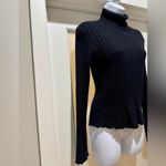 Caslon Black Ribbed Turtleneck Waffle Hem Sweater Size MP Photo 4