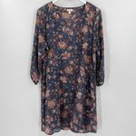 Garnet Hill  Bishop‎ Sleeve Silk Dress with Slip Floral Boho 3/4 Sleeves Size 10 Photo 2