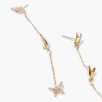Butterfly Dangle Rhinestone Earrings Gold Photo 1