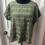 LL Bean 100% Linen Green Short Sleeve Top in L Size L Photo 0