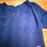 Joie  Navy 100% Silk‎ Blouse Large | Sheer Snakeskin Print Long Sleeve Top Photo 1