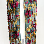 Two’s Company Floral Embroidered Sheer Scarf Ethereal Cottagecore Romantic Green Photo 0