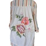 Aratta Silent Journey Embroidered Back Stripe Button Down Top | Small Photo 1