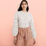 Madewell Linen-Cotton Broome Stripe Tungst Pull-On Shorts in Mulled Cider Medium Photo 2